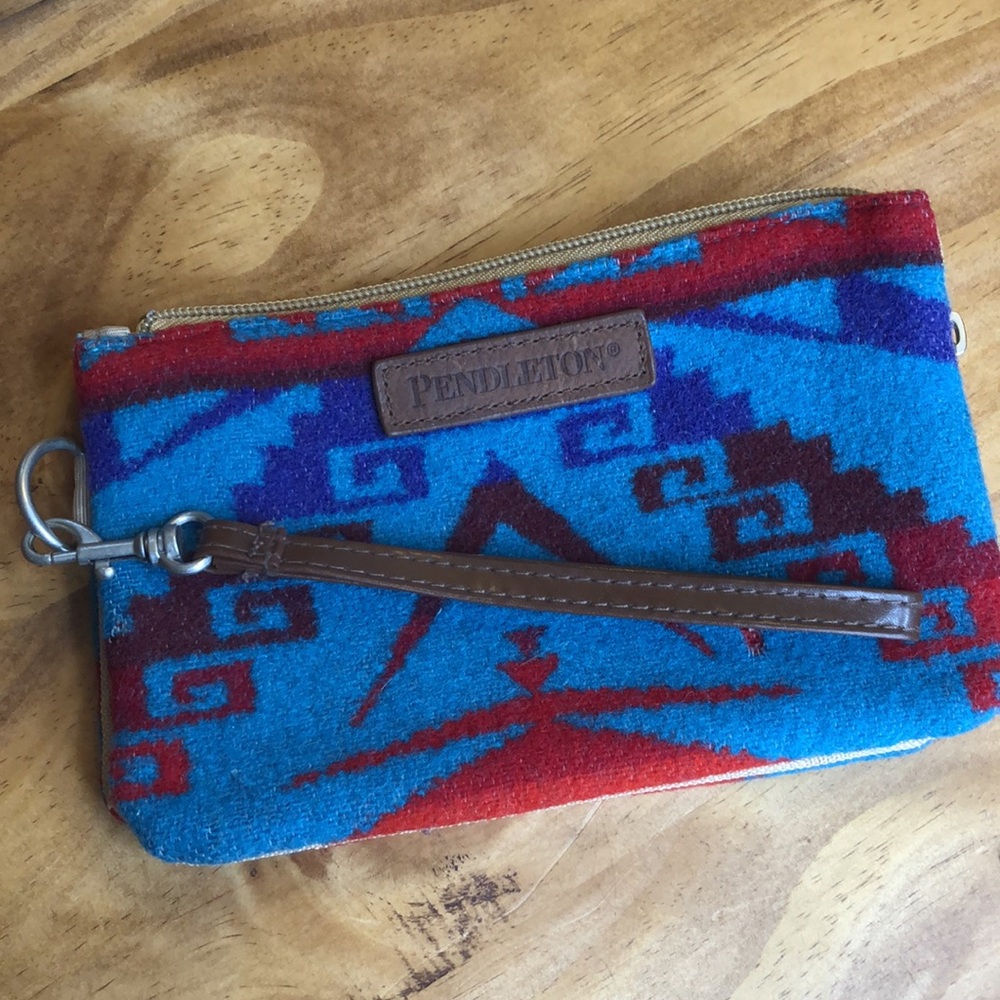 Pendleton Blue And Red Patterned Clutch - image 8